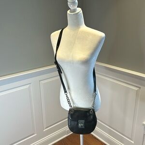 Michael Kors Cecilia Mini Saddle Bag Pebble Leather Black